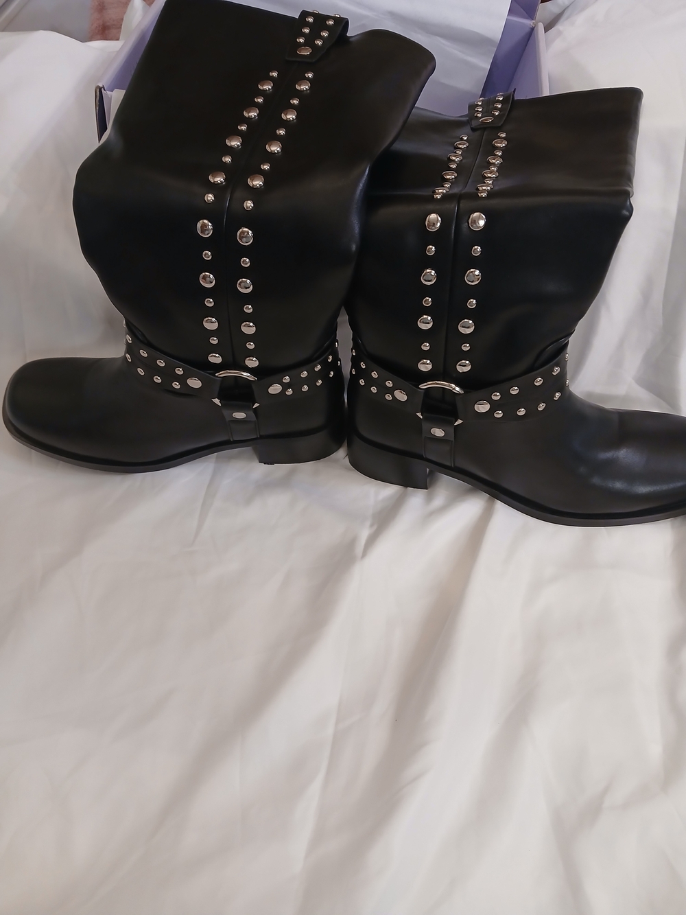 Black Studded Moto Boots